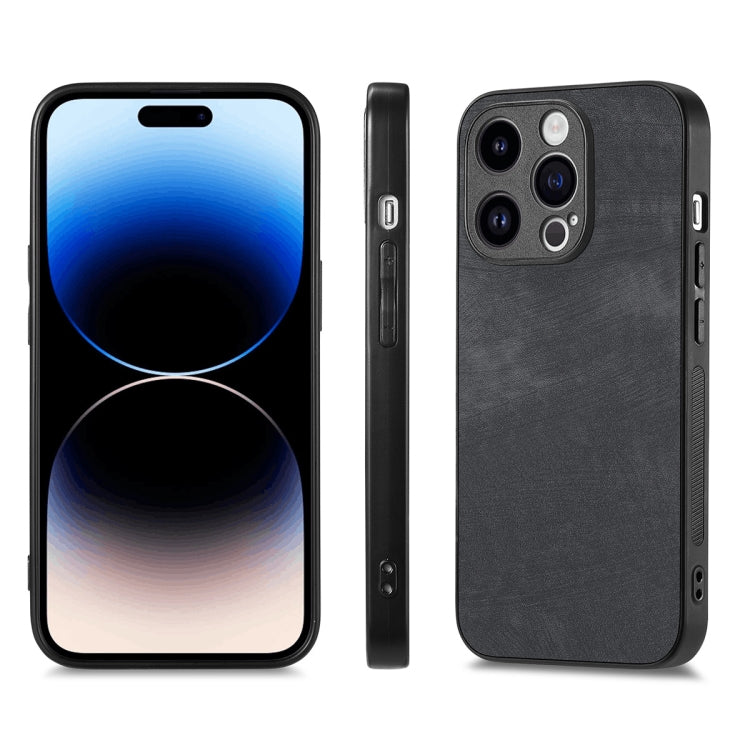 For iPhone 15 Pro Max ENKAY Retro Leather Skin PC Phone Case with High Aluminum-silicon Glass Film(Black) by ENKAY