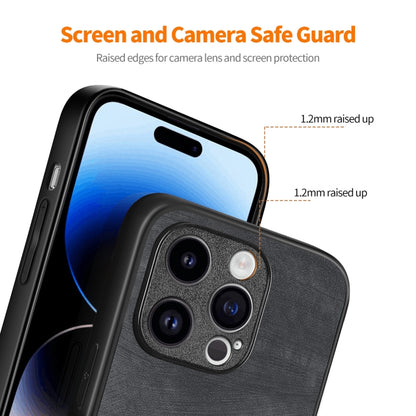 For iPhone 15 Pro Max ENKAY Retro Leather Skin PC Phone Case with High Aluminum-silicon Glass Film(Blue) by ENKAY