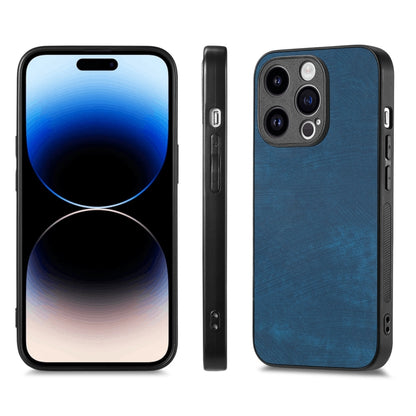 For iPhone 15 Pro ENKAY Retro Leather Skin PC Phone Case with High Aluminum-silicon Glass Film(Blue) by ENKAY