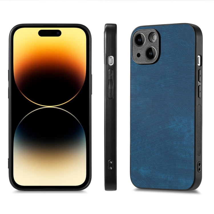 For iPhone 15 Plus ENKAY Retro Leather Skin PC Phone Case with High Aluminum-silicon Glass Film(Blue) by ENKAY