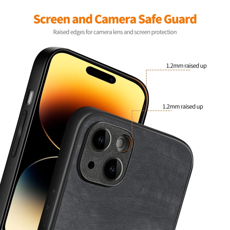 For iPhone 15 Plus ENKAY Retro Leather Skin PC Phone Case with High Aluminum-silicon Glass Film(Brown) by ENKAY