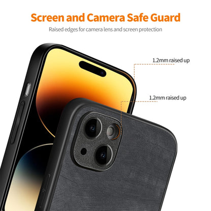 For iPhone 15 Plus ENKAY Retro Leather Skin PC Phone Case with High Aluminum-silicon Glass Film(Brown) by ENKAY