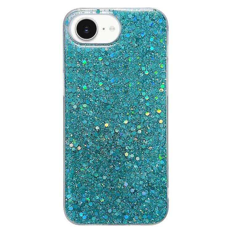 For iPhone 16e Glitter Sequins Epoxy TPU Phone Case(Green) by bashfashion