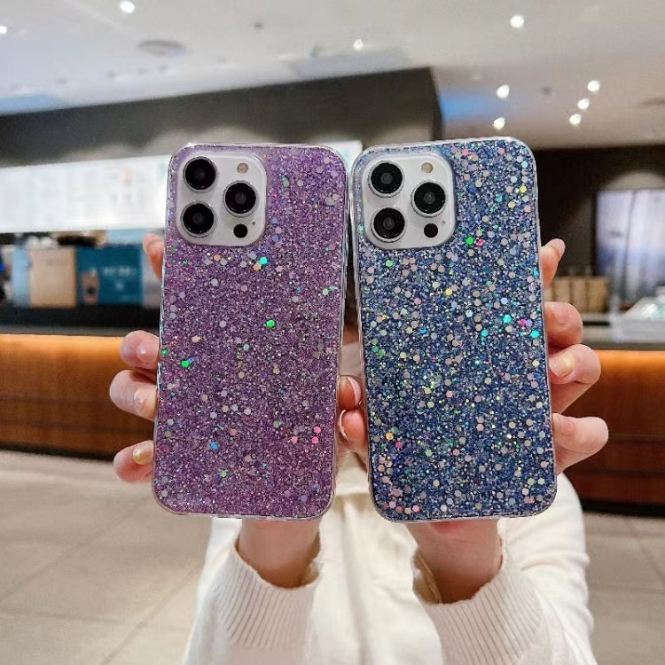 For iPhone 16e Glitter Sequins Epoxy TPU Phone Case(Blue) by bashfashion