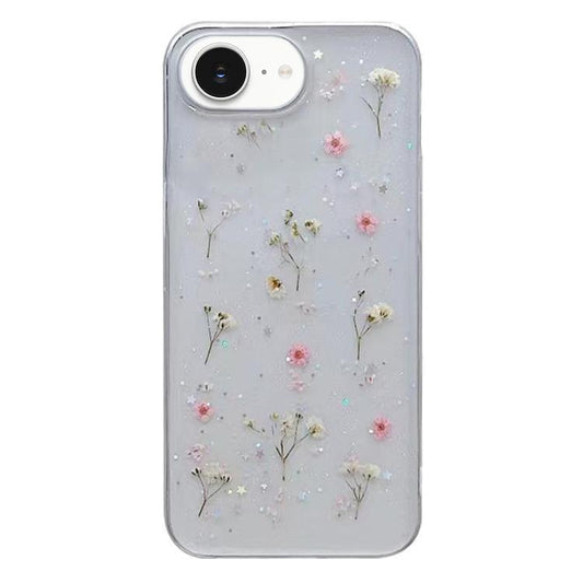 For iPhone 16e Gypsophila Flowers Pattern TPU Protective Phone Case(Pink) by bashfashion