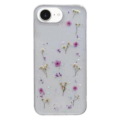For iPhone 16e Gypsophila Flowers Pattern TPU Protective Phone Case(Purple) by bashfashion