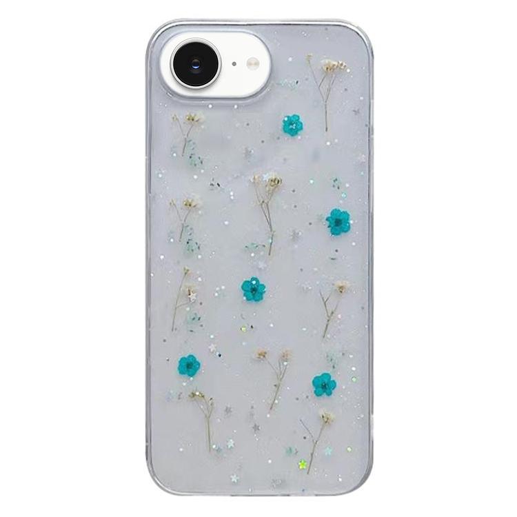 For iPhone 16e Gypsophila Flowers Pattern TPU Protective Phone Case(Green) by bashfashion