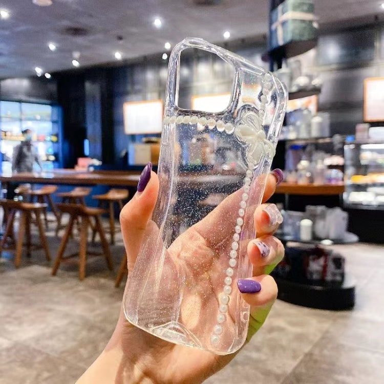 For iPhone 16e Pearl Bow Glitter Epoxy TPU Phone Case(Cross Knots) by bashfashion