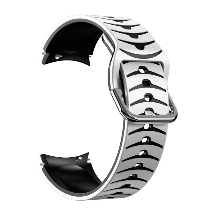 For Samsung Galaxy Watch 6 Classic 47mm Curved Texture Silicone Watch Band(White+Black) by bashfashion