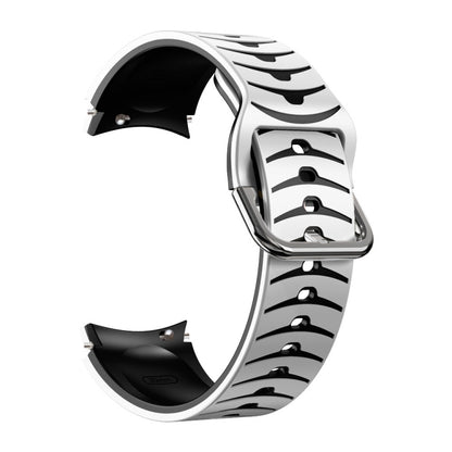 For Samsung Galaxy Watch 6 Classic 47mm Curved Texture Silicone Watch Band(White+Black) by bashfashion