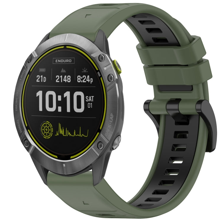For Garmin Enduro Sports Two-Color Quick Release Silicone Watch Band(Olive Green+Black) by bashfashion
