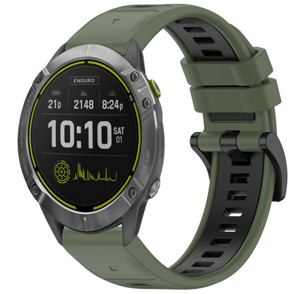 For Garmin Enduro Sports Two-Color Quick Release Silicone Watch Band(Olive Green+Black) by bashfashion