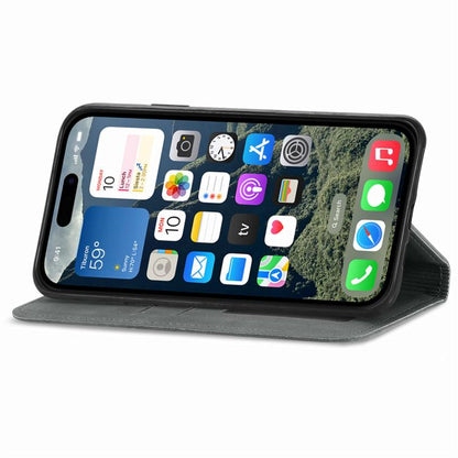 For iPhone 16e Retro Skin Feel Magnetic Flip Leather Phone Case(Gray) by bashfashion