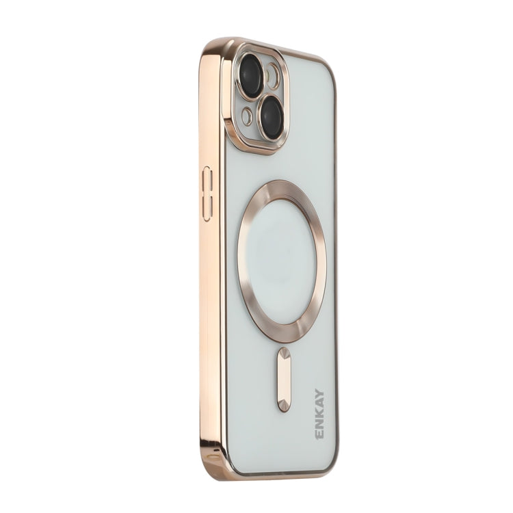 For iPhone 15 Plus ENKAY Hat-Prince Magsafe Electroplated TPU Clear Shockproof Phone Case(Golden) by ENKAY