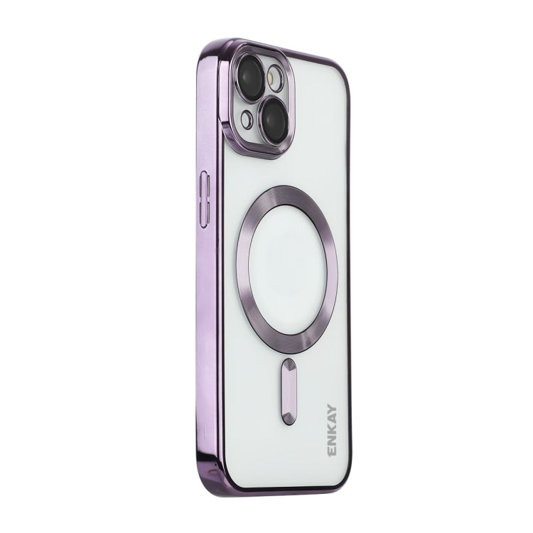 For iPhone 15 Plus ENKAY Hat-Prince Magsafe Electroplated TPU Clear Shockproof Phone Case(Purple) by ENKAY
