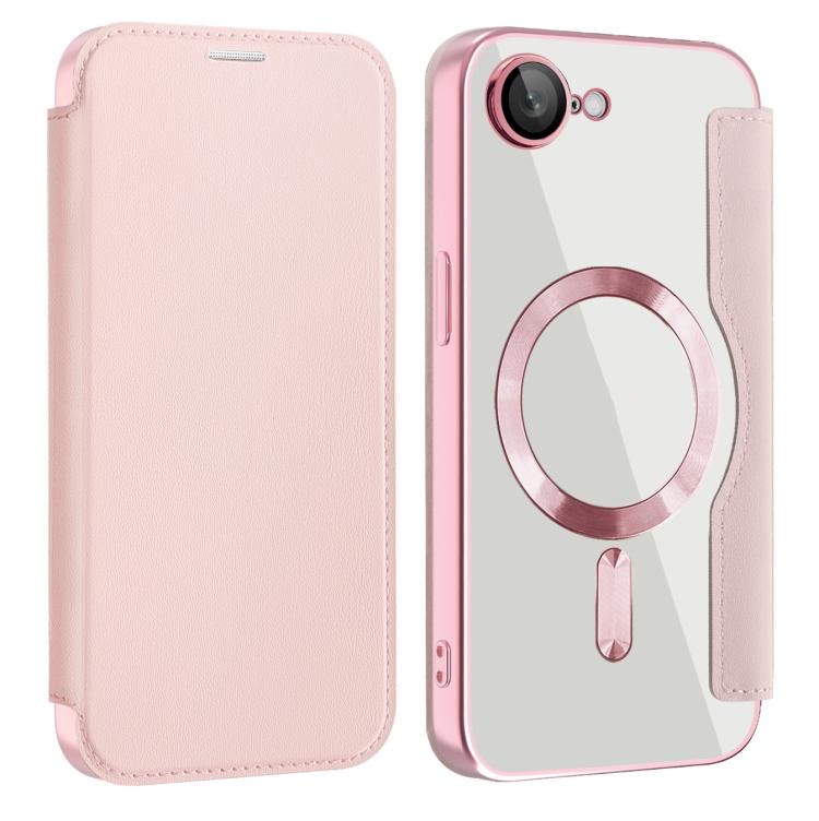 For iPhone 16e Shield MagSafe RFID Anti-theft Leather Phone Case(Pink) by bashfashion