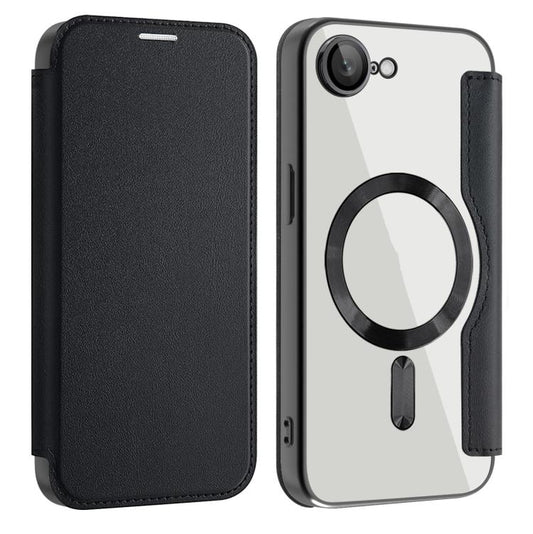 For iPhone 16e Shield MagSafe RFID Anti-theft Leather Phone Case(Black) by bashfashion