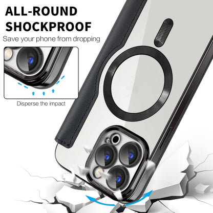 For iPhone 16e Shield MagSafe RFID Anti-theft Leather Phone Case(Black) by bashfashion