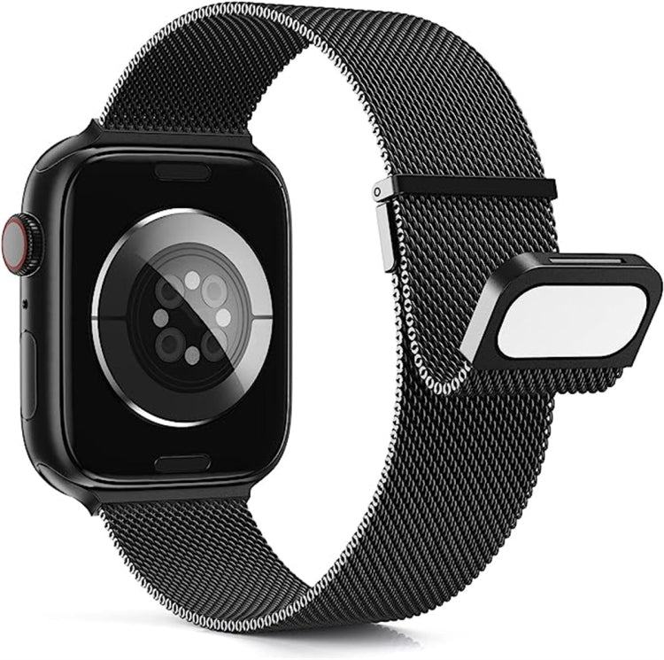 For Apple Watch SE 2022 40mm Milan Double Magnetic Steel Mesh Watch Band(Black) by bashfashion