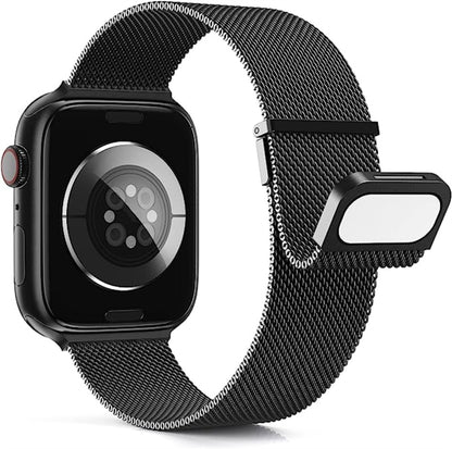 For Apple Watch SE 2022 40mm Milan Double Magnetic Steel Mesh Watch Band(Black) by bashfashion