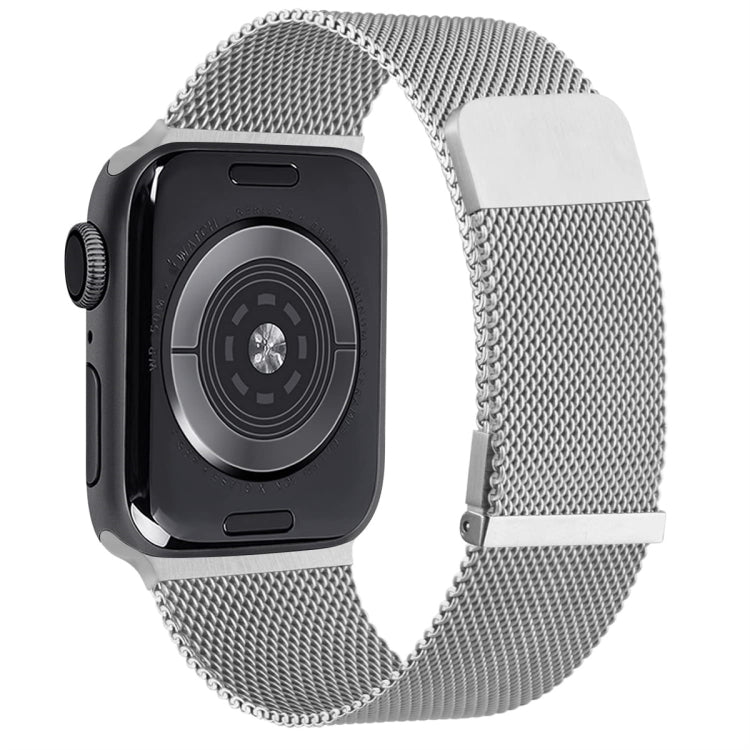 For Apple Watch SE 2022 44mm Milan Double Magnetic Steel Mesh Watch Band(Silver) by bashfashion