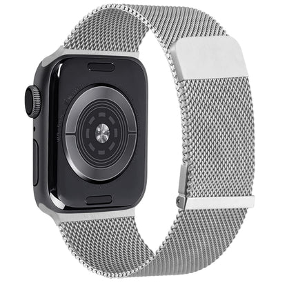 For Apple Watch SE 2022 44mm Milan Double Magnetic Steel Mesh Watch Band(Silver) by bashfashion