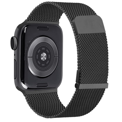 For Apple Watch SE 2022 44mm Milan Double Magnetic Steel Mesh Watch Band(Black) by bashfashion