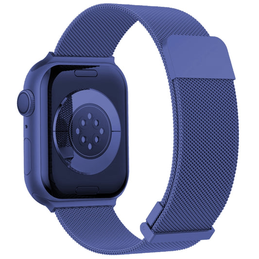 For Apple Watch SE 2022 44mm Milan Double Magnetic Steel Mesh Watch Band(Blue) by bashfashion