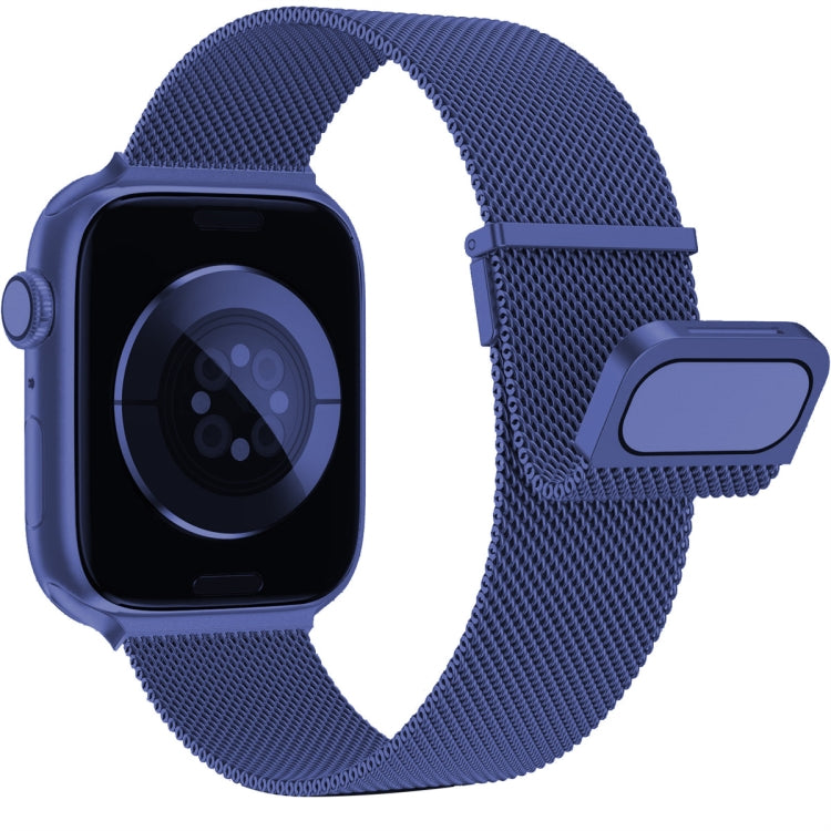 For Apple Watch SE 2022 44mm Milan Double Magnetic Steel Mesh Watch Band(Blue) by bashfashion