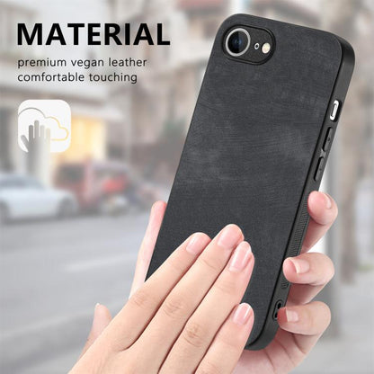 For iPhone 16e Vintage Leather PC Back Cover Phone Case(Black) by bashfashion