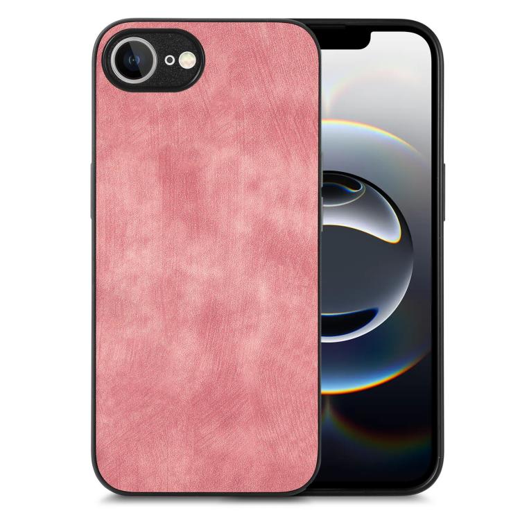 For iPhone 16e Vintage Leather PC Back Cover Phone Case(Pink) by bashfashion