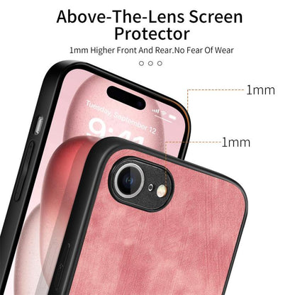 For iPhone 16e Vintage Leather PC Back Cover Phone Case(Pink) by bashfashion