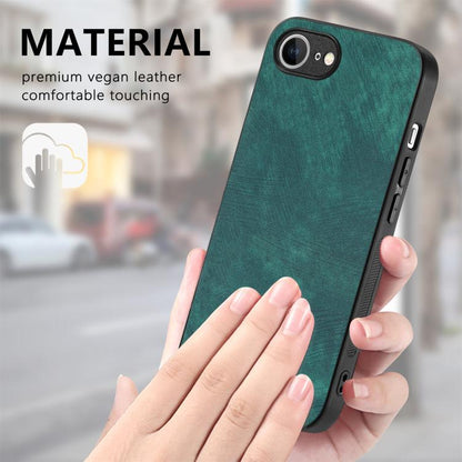 For iPhone 16e Vintage Leather PC Back Cover Phone Case(Green) by bashfashion