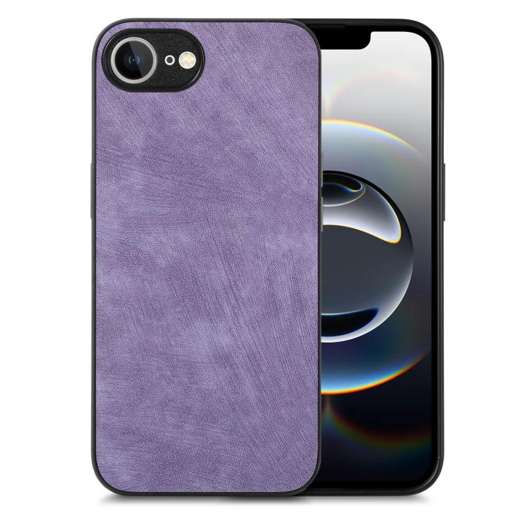 For iPhone 16e Vintage Leather PC Back Cover Phone Case(Purple) by bashfashion