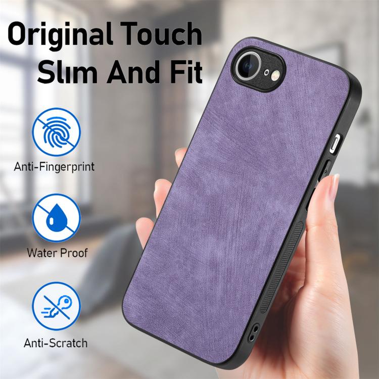 For iPhone 16e Vintage Leather PC Back Cover Phone Case(Purple) by bashfashion