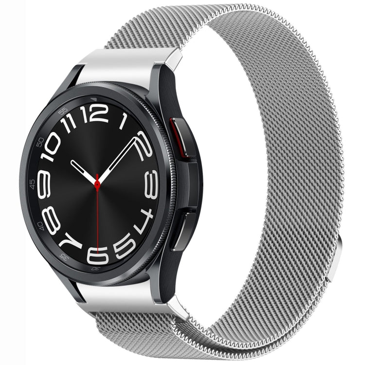 For Samsung Galaxy Watch 6 Classic Button Style Milan Magnetic Metal Watch Band(Silver) by bashfashion
