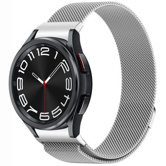For Samsung Galaxy Watch 6 Classic Button Style Milan Magnetic Metal Watch Band(Silver) by bashfashion
