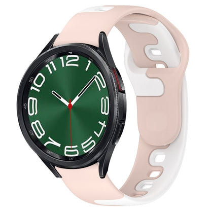 For Samsung Galaxy Watch 6 Classic 47mm 20mm Double Color Silicone Watch Band(Pink+White) by bashfashion