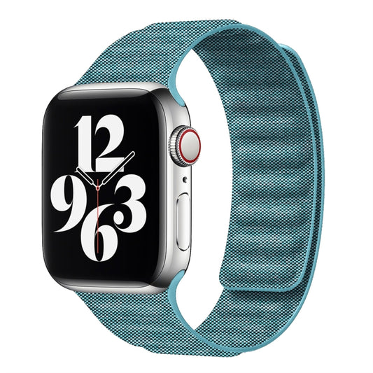 For Apple Watch 8 41mm Denim Magnetic Watch Band(Cyan) by bashfashion