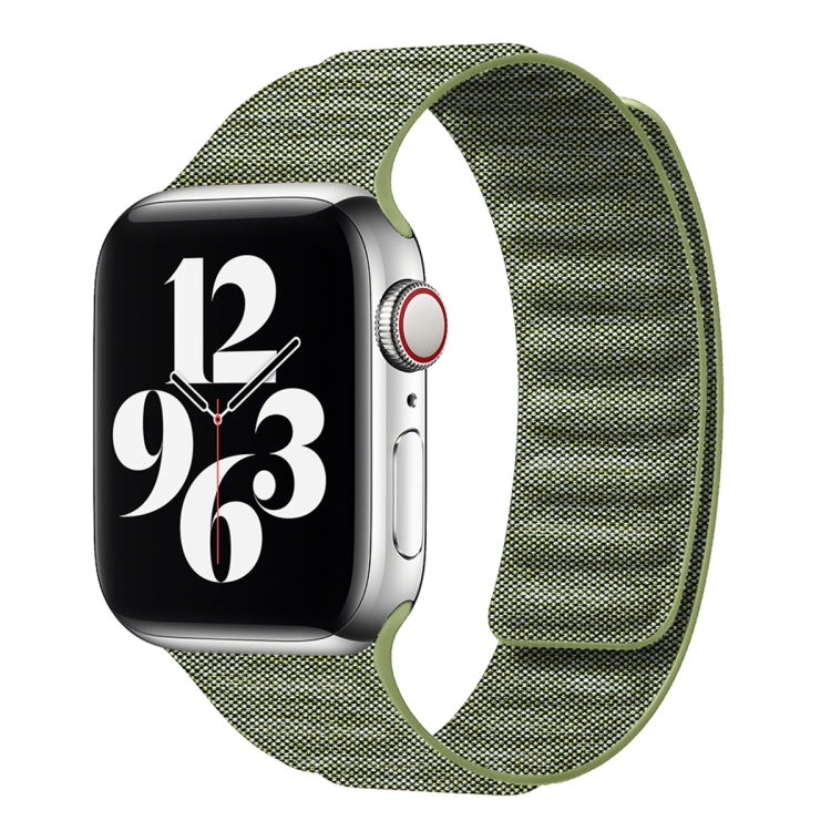 For Apple Watch 7 45mm Denim Magnetic Watch Band(Green) by bashfashion