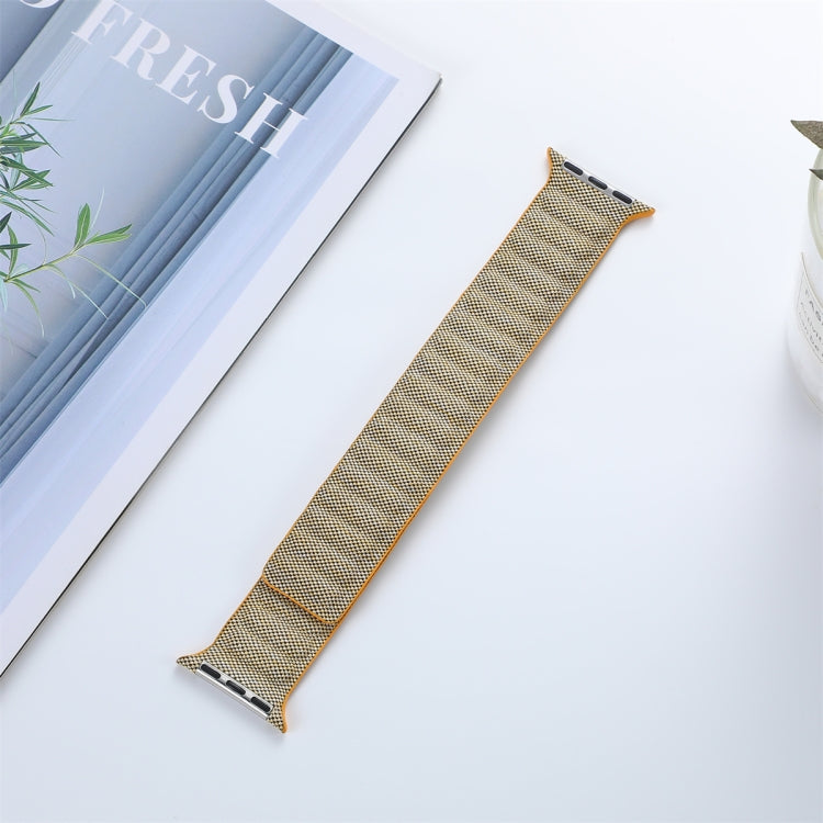 For Apple Watch 6 44mm Denim Magnetic Watch Band(Yellow) by bashfashion