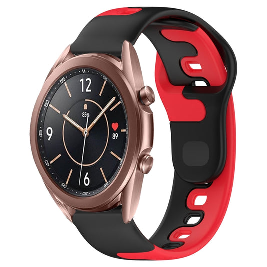 For Samsung Galaxy Watch3 41mm 20mm Double Color Silicone Watch Band(Black+Red) by bashfashion