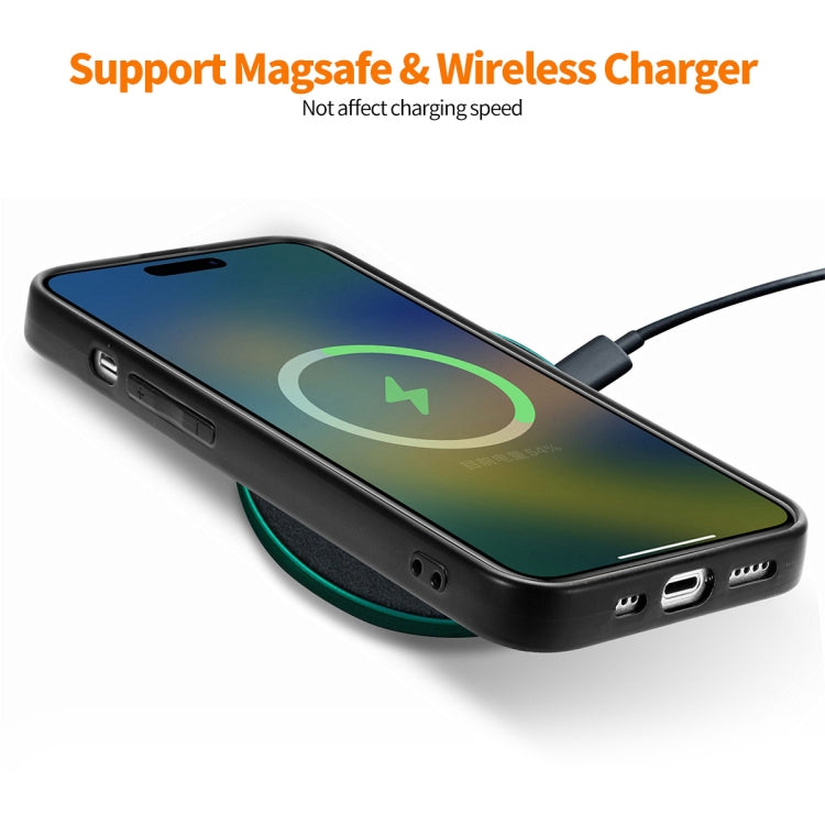 For iPhone 15 Pro Max ENKAY Fiber Leather Skin PC Phone Case with High Aluminum-silicon Glass Film(Black) by ENKAY