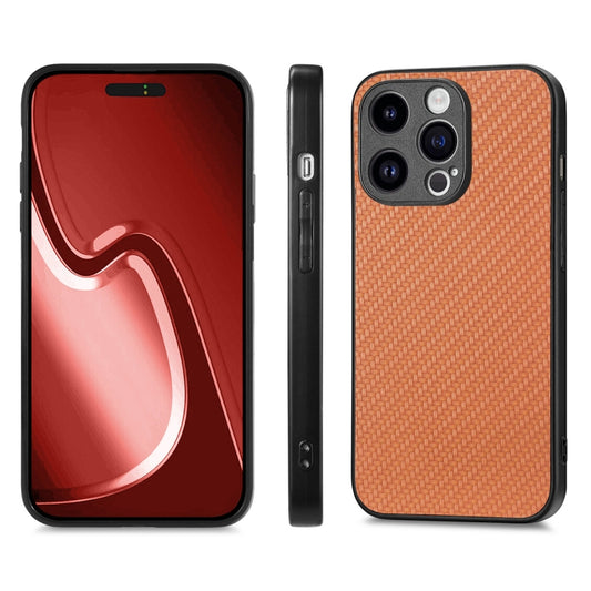 For iPhone 15 Pro Max ENKAY Fiber Leather Skin PC Phone Case with High Aluminum-silicon Glass Film(Brown) by ENKAY