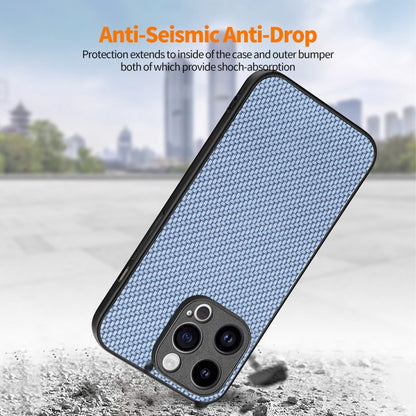 For iPhone 15 Pro ENKAY Fiber Leather Skin PC Phone Case with High Aluminum-silicon Glass Film(Blue) by ENKAY