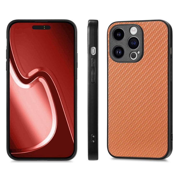 For iPhone 15 Pro ENKAY Fiber Leather Skin PC Phone Case with High Aluminum-silicon Glass Film(Brown) by ENKAY