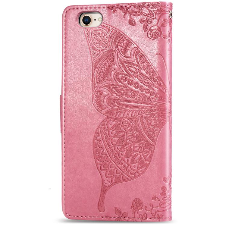 For iPhone 16e Butterfly Love Flower Embossed Leather Phone Case(Pink) by bashfashion