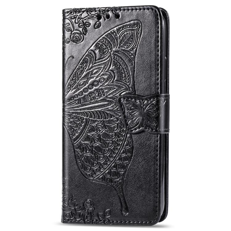 For iPhone 16e Butterfly Love Flower Embossed Leather Phone Case(Black) by bashfashion