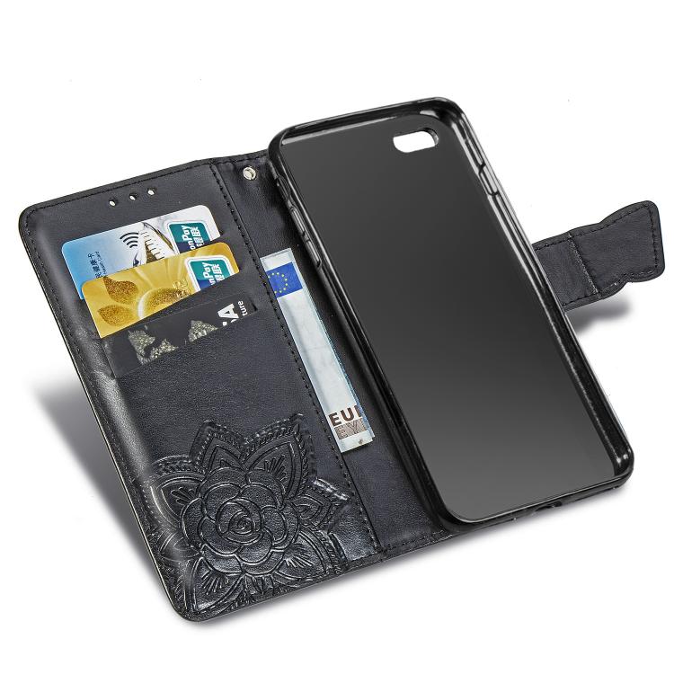 For iPhone 16e Butterfly Love Flower Embossed Leather Phone Case(Black) by bashfashion