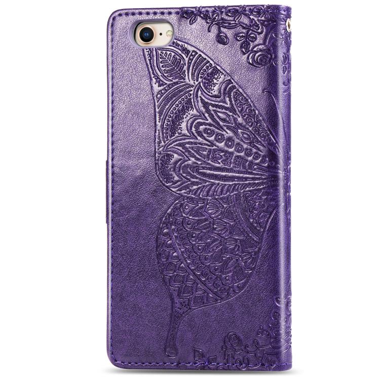 For iPhone 16e Butterfly Love Flower Embossed Leather Phone Case(Purple) by bashfashion